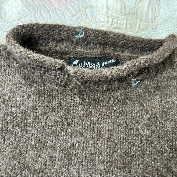 Caravan Ecuadorian 100% Wool Taupe & Blue Mock Neck Sweater Pullover. One Size - Picture 5 of 13